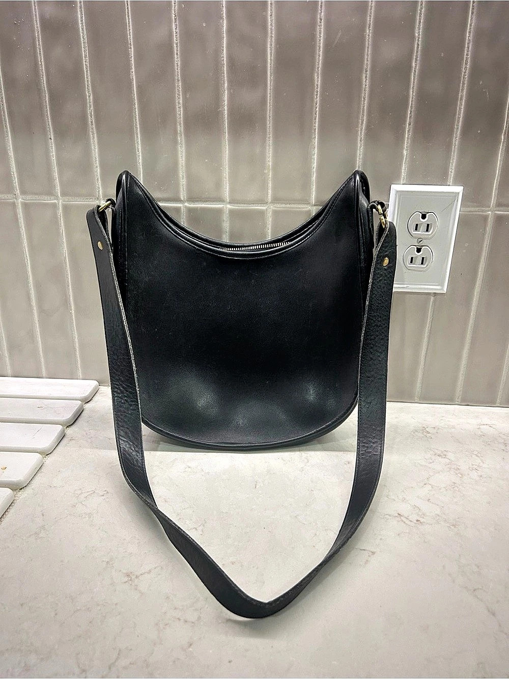 Coach Legacy Crescent Shoulder Bag 9338 Black Leather